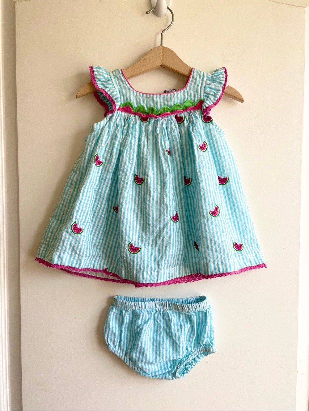 Cotton Kids Watermelon Fruit Print Dress And Bloomers Baby Girl Size 12M Quirky